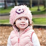 ZooniToddlerLittleGirlsPinkFlowerShaggyWinterHatGirl2T-5