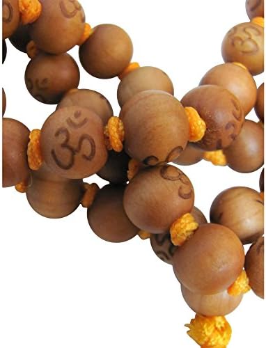 10mm 108 Peach Wood Beads Tibetan Buddhist Prayer Yoga Meditation Om Carved Mala /w Gift Pouch
