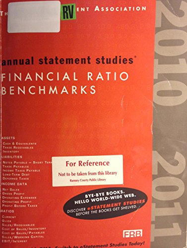 annual statement studies financial ratio bechmarks 2010 2011 the risk management association