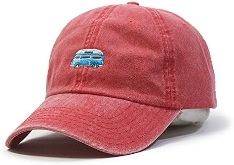 Plain Washed Cotton Twill Baseball Cap with Adjustable Velcro (Camper Red)