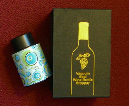 Vacuum Seal Wine Bottle Stopper Circles Pattern Blue Green