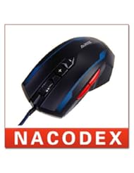PC Accessory: 2013 New Arrival A-JAZZ Ray Eagle 2400DPI X4 Wired Optical Usb Blue LED Professional Gaming Game Mouse (Black)