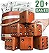 Splinter Woodworking Co Yardzee, Farkle & 20+ Games - Giant Yard Dice Set (All Weather) with Wooden Bucket, 5 Big Laminated Score Cards, and Dry Erase Marker - Jumbo Backyard Lawn Games