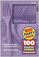 Amscan Big Party Pack 100 Count Mid Weight Plastic Forks, Lavender