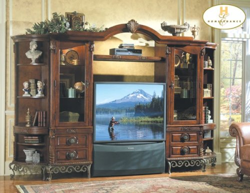 Home Elegance 8290-60 Barcelona Entertainment Center Wall Unit 5 piece set