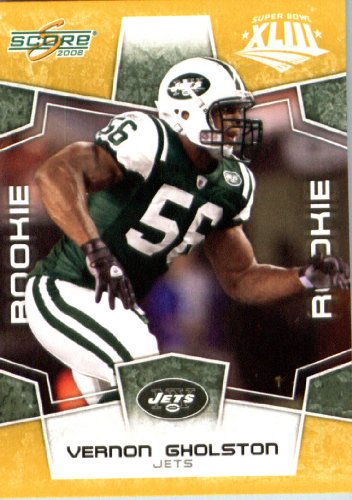 2008 Score SuperBowl Gold Parallel Edition Football Card - (Limited to 800 Made) # 336 Vernon Gholston (RC - Rookie Card) DE - New York Jets / in Protective Screw Down Display Case