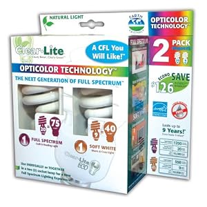 Clear-Lite 106907 OPTICOLOR ECO 9-Watt (40-Watt Equivalent) Natural Soft White and 20-Watt... by 
