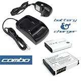 Bargaincell- Palm Treo 650, 700p, 700w, 700wx PDA Smartphone Accessory Bundle- Extended Lithium-Ion Battery 1800mAh + USB Hot Sync Cradle Twin Desktop with Spare Battery Charger Slot