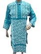 Dodger Blue Chikan Embroidered Tunic Kurti Dress