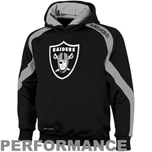 Oakland Raiders Youth Pullover Performance Hoodie - Black