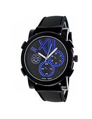 Mark Naimer Fashion Watch in Black Silicone Band with Blue Stylish Dial and Mini Dial Displays