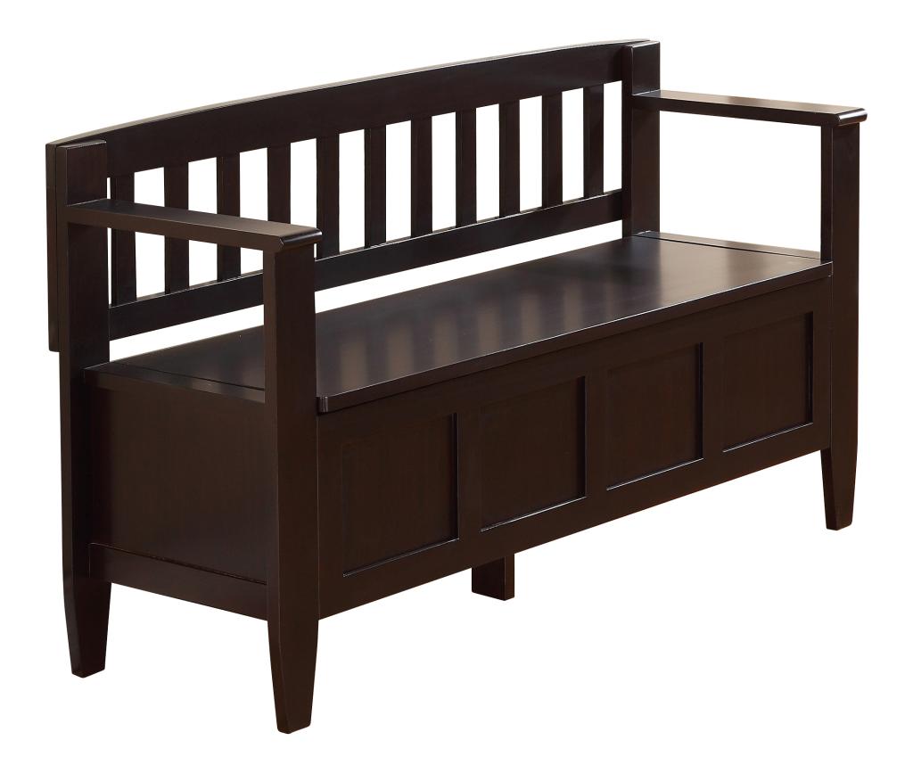 Simpli Home Brooklyn Entryway Storage Bench, 48"W, Dark