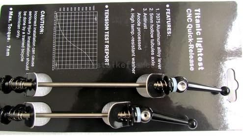 Asiancyclexpress M5 ﹒Cnc Alloy Levers. Front-100mm; Rear-132mm,silver Color; 49g/pair Titanium Skwers Road Quick Release Sk04 (Black)