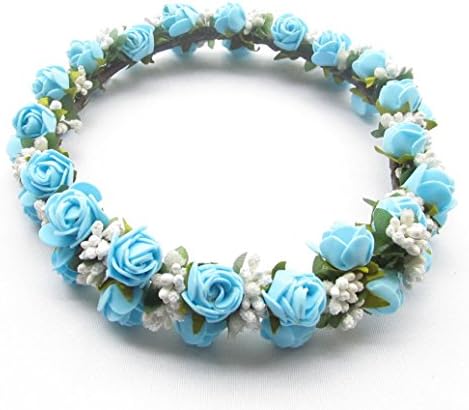 Woodland double row foam rose flower crown with bud Wild Wedding bridal headband 17-18cm circlet halo