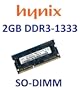 HYNIX 2 GB, 204 pin, DDR3-1333 SO-DIMM, PC3-10600S, CL9
