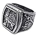 KONOV Mens Stainless Steel Ring, Vintage Gothic Crown Leo King Signet, Black Silver