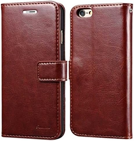 Apple iPhone Flip Leather Mobile Phone Case For iPhone 6 6S 4.7 / 6 6S Plus 5.5 inch Wallet Cover Cases With Card Slot, Perfectly Fit Cover, Protect Your Apple Phone Now (Brown)