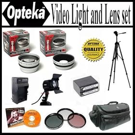 Opteka Ultimate 25PC Accessory Package For Canon Canon XH-A1s XH-G1s XL-H1a XL-H1s package Includes Extended Life BP-945 Replacement Battery and Charger, 0.45x Wide Angle Lens, 2.2X Telephoto Lens, 3 Piece HD Filter Kit, Travel Tripod, Professional Case and More
