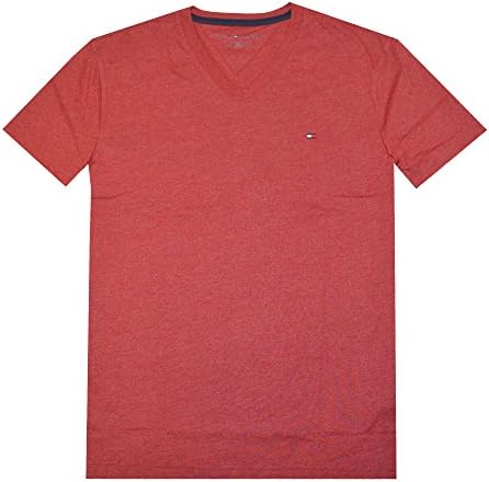 Tommy Hilfiger Men V-neck Classic Fit Logo T-shirt (M, Crimson Glory)