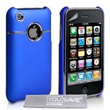 Yousave Accessories TM Blau Und Chrom Harte Hybrid Schutzh�lle F�r Das Apple iPhone 3 / 3G / 3GS Mit Displayschutzfolie Und Graues Micro-Faser Poliertuchvon "Yousave"