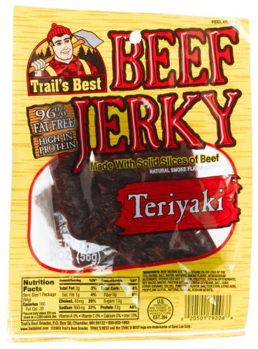 Trail's Best Teriyaki Beef Jerky, 2-Ounce Packages (Pack of 12) by Trail's Best