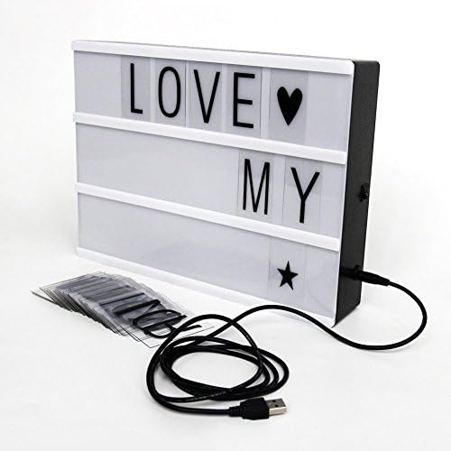 LED Cinematic Light Box A4 Size, 90 Combination with DIY letters puzzle luminous English Proverbs LED light box, Wedding, Wall , interior Outdoor Decorative Signs