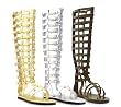 Knee High Multistrap Flat Sandal W/Zipper. by Ellie