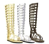 Knee-High Multistrap Flat Sandal W/Zipper. by Ellie
