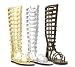 Knee-High Multistrap Flat Sandal W/Zipper. by Ellie
