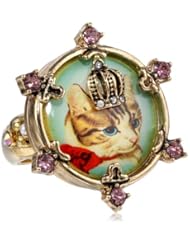 Betsey Johnson "Vintage Kitty" Cameo Stretch Ring, Size 7.5