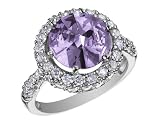 CRISLU Sterling Silver Rose-Cut Sugar Drop Ring with 5 Carats (ctw) Lavender Cubic Zirconia (CZ)