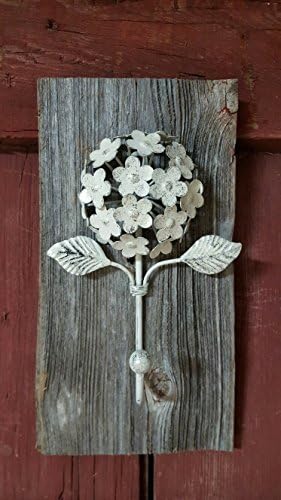 Hydrangea Flower Coat Hook on Reclaimed Wood, Robe Hook