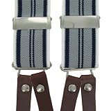 Button On Braces - Blue Grey White Stripe by Best Braces Company
