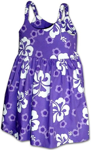 Pacific Legend Girls Summer Hibiscus Toddler Bungee Dress Purple 1-2 for 1yr old