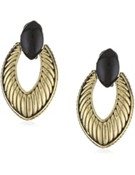 Napier "Modern Marvel" Gold-Tone Textured Jet Doorknocker Earrings