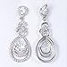 EVER FAITH Bride Jewelry Zircon December Birthstone Dual Leaves Teardrop Dangle Earrings Clear Silver-Tone