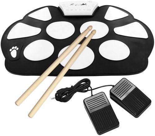 Skque® Fashion USB Desktop Digital Roll Up Drum Kit Pad w/ Drumsticks Foot Pedal (W-758)