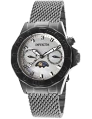 Invicta Womens 80202 Pro Diver Mother-Of-Pearl Dial Gunmetal Ion-Plated Mesh Stainless Steel Watch