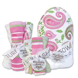 Paisley Park Bouquet Set - All 3 Bouquets - Hooded Towel (# 101288) And 5 Pack Of Wash Cloths (# 101270) And 4 Pack Of Burp Cloths (# 101279)