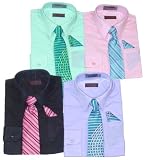 Little Boys' Dress Shirt with Striped Tie and Handkerchief