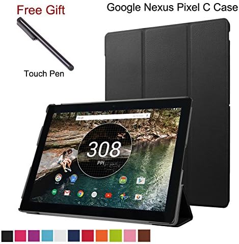 Google Nexus Pixel C Case 10.2 Inch- Tri-fold Multi-angle Stand Tablet Case Ultra-slim Smart Cover Case with Auto Sleep/wake Function for Google Pixel C Tablet(2015) (Black)