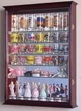 Large Mirror Backed and 7 Glass Shelves Shot Glasses Display Case Holder Cabinet , Cherry