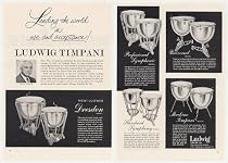 1963 Ludwig Timpani Drums 5 Models 2-Pg Photo Print Ad