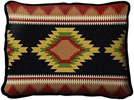 Teec Nos Pos Pillow. 17 inches wide by 10 inches tall, and is woven from 100% cotton.