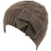 Cable Knit Beanie Skull Ski Winter Ribbon Bow Hat Dark Gray