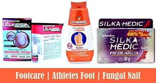 Foot Care Bundle 3 Items Lakesia,silka Medic,talco Unesia Aid Anti Fungal Fungus Foot Finger Nails Toe Nail by Foot Care Bundle