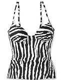 Spiegel Zebra-Print Underwire Tankini Swimsuit Top
