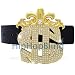 Fleur De Lis Dollar Sign Iced Out Gold Hip Hop Belt Buckle