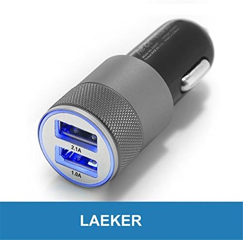 Rapid Car Charger, Laeker 2 Port 3.1a Dual USB Port Car Charger Portable Travel Charger Rapid Charger Auto Adapter for Most Devices Lifetime Warranty (Black)