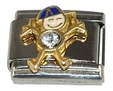 April Diamond Color Boy Child Baby Birthstone Italian Charm